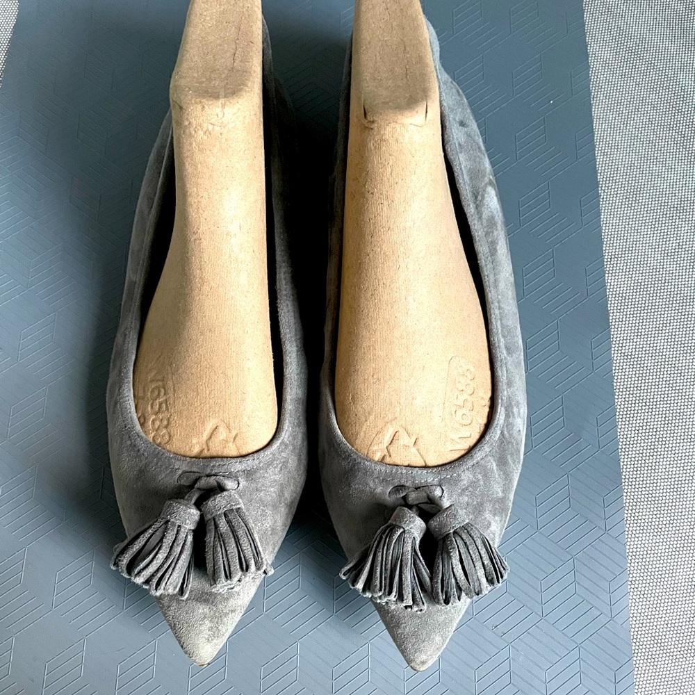 J. Crew Gray Suede Tassel Flats size 8.5